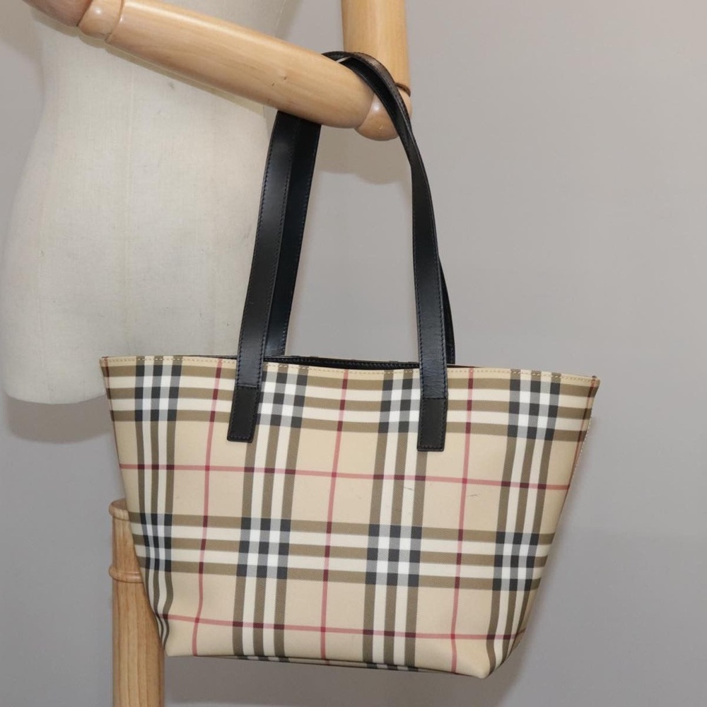 Burberry Beige and Black Checkered Tote